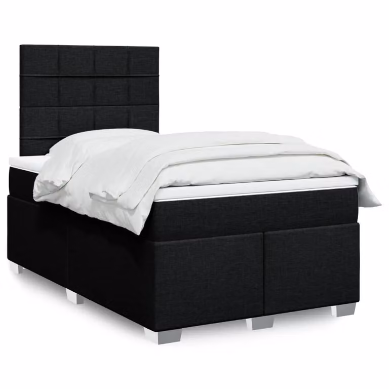 vidaXL Giroletto a Molle con Materasso in Tessuto Nero L/P/H: 120 x 200 cm