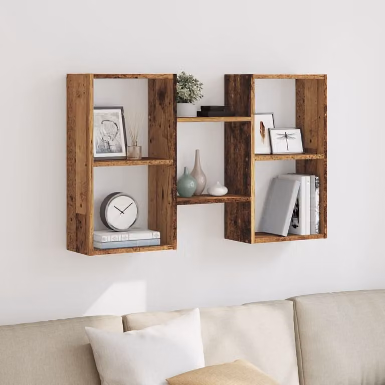 Scaffale a Parete vidaXL in MDF Effetto Legno Vecchio Marrone L: 96 cm, P: 18 cm, H: 60 cm