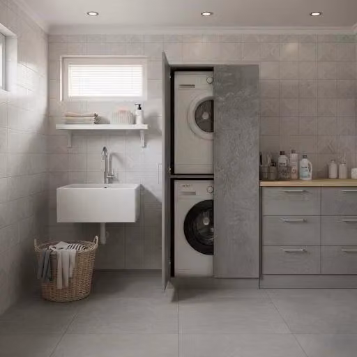Mobile porta lavatrice e asciugatrice Taco a 2 ante in Olmo bianco opaco L: 174 cm, P: 70 cm, H: 70 cm – 2