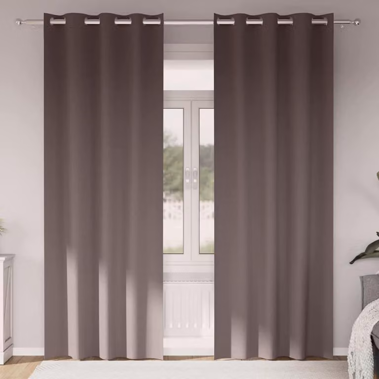 Tende Blackout con Anelli 2 pcs Marrone Scuro 260 x 140 cm