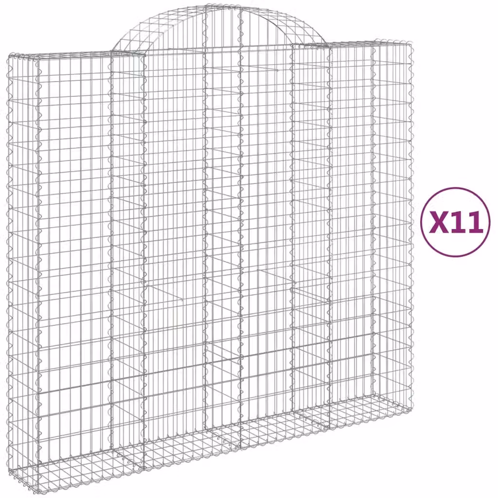 Set di 11 Cesti Gabbioni ad Arco vidaXL in Acciaio Zincato Argento L/P/H: 200 x 50 x 180/200 cm – 2