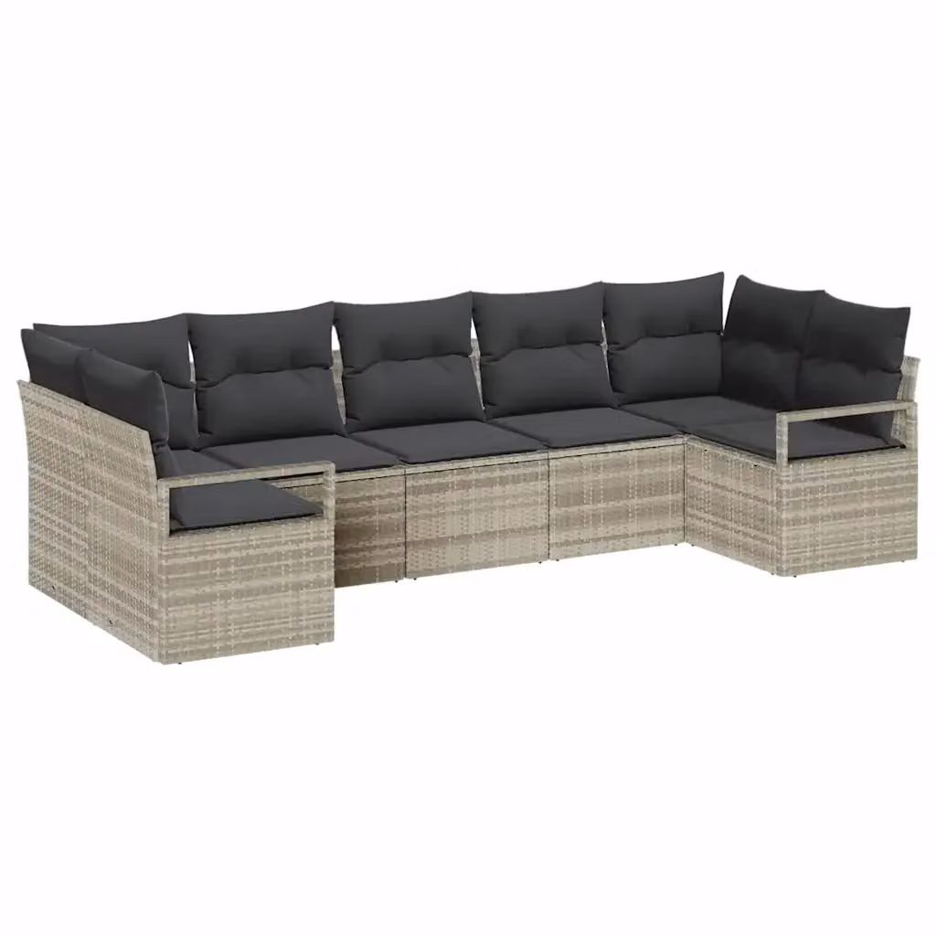 Set di divani da giardino vidaXL in polyrattan grigio con cuscini inclusi – 2