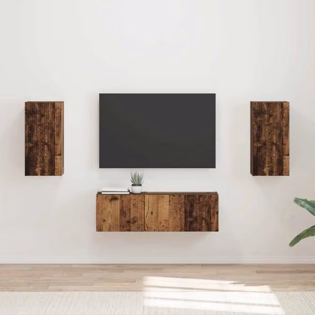 Set di Mobiletto da TV a Parete 4 pz Legno vecchio 3408914