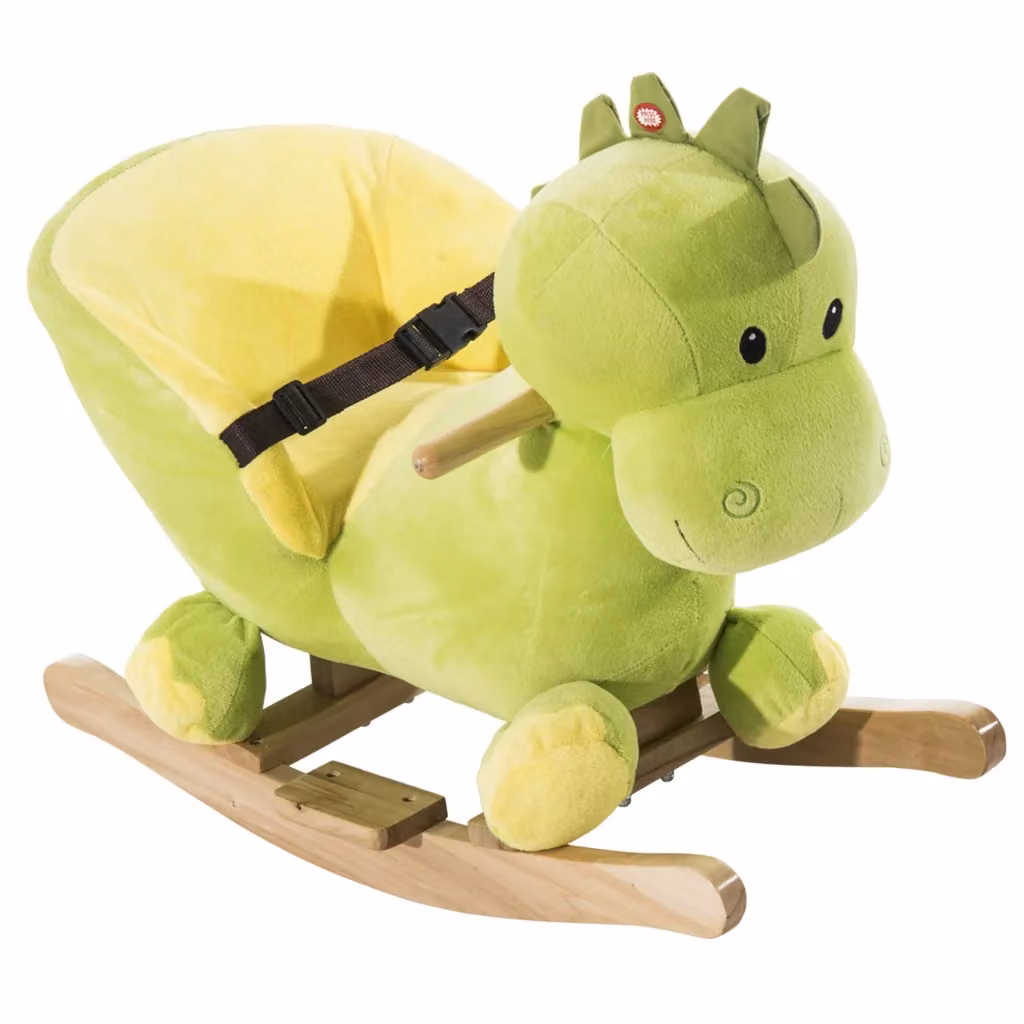 Cavallo a Dondolo Dinosauro Minimal in Legno Verde L: 60 cm, P: 33 cm, H: 45 cm – 2