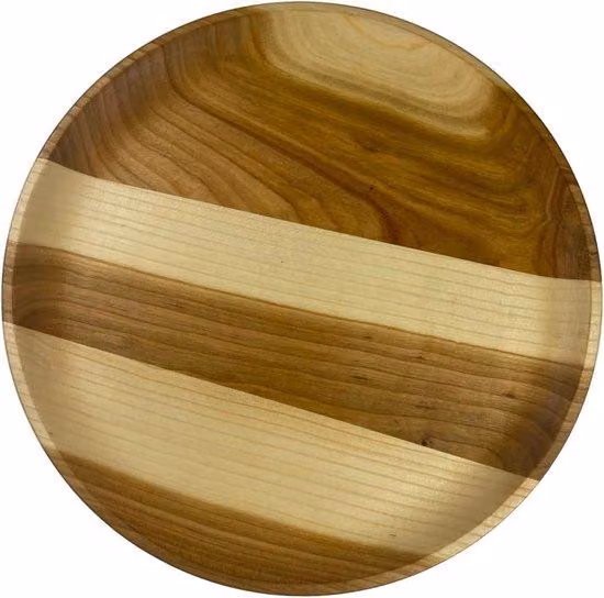 Vassoio da portata in legno e Vetroceramica - vassoio rotondo in legno per snack, taglieri di formaggi, cesti di frutta - portacandele - 30 cm