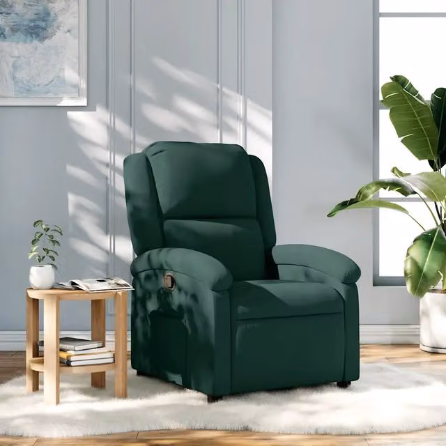 Divano Sedia-Poltrona Reclinabile Verde Scuro in Velluto 488096