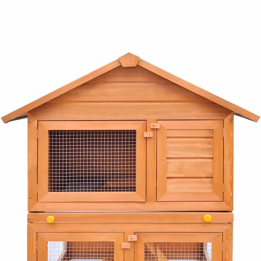 Gabbia per conigli e piccoli animali da esterno vidaXL in legno laccato, resistente alle intemperie, marrone e verde, L/P/H: 160 x 71 x 80 cm – 2