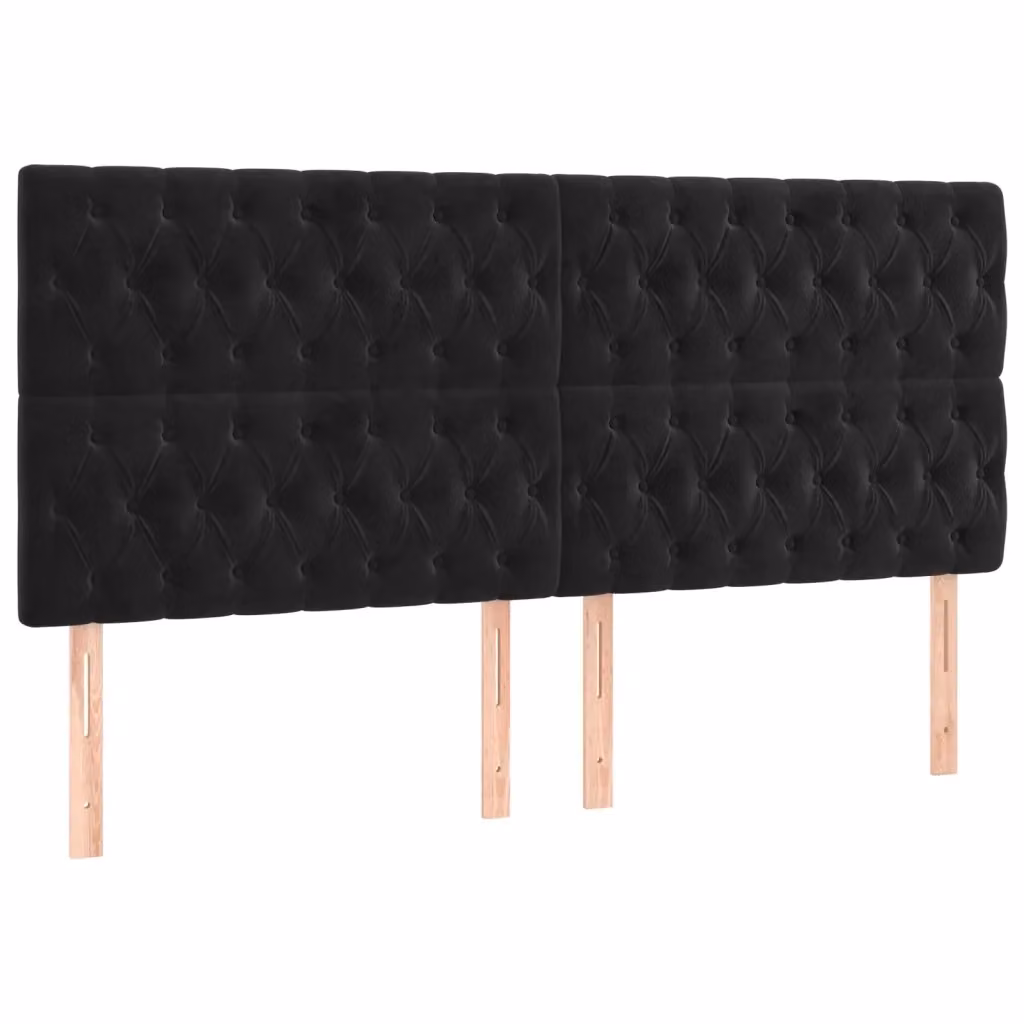 Testiera per letto vidaXL in velluto nero con struttura in legno e MDF L: 180 cm, P: 7 cm, H: 118-128 cm – 2