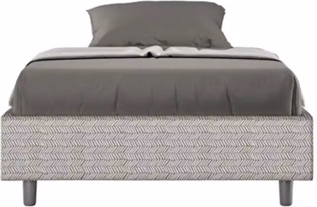 Letto una piazza e mezza contenitore imbottito 120x210 tessuto Aragona 1 bianco Azelia