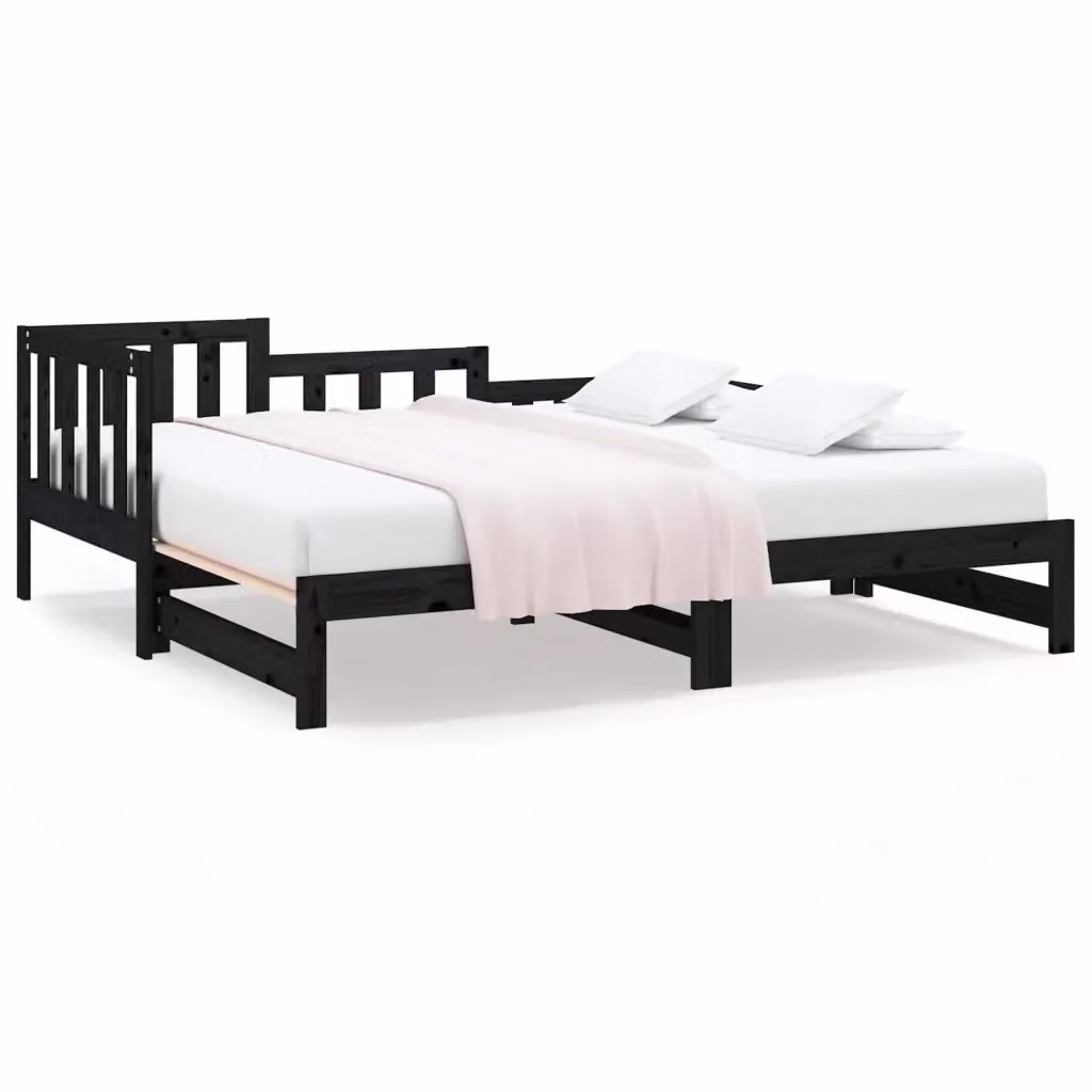 Dormeuse estraibile vidaXL in legno massello di pino nera L/P/H: 193.5 x 68.5 x 181.0 cm – 2