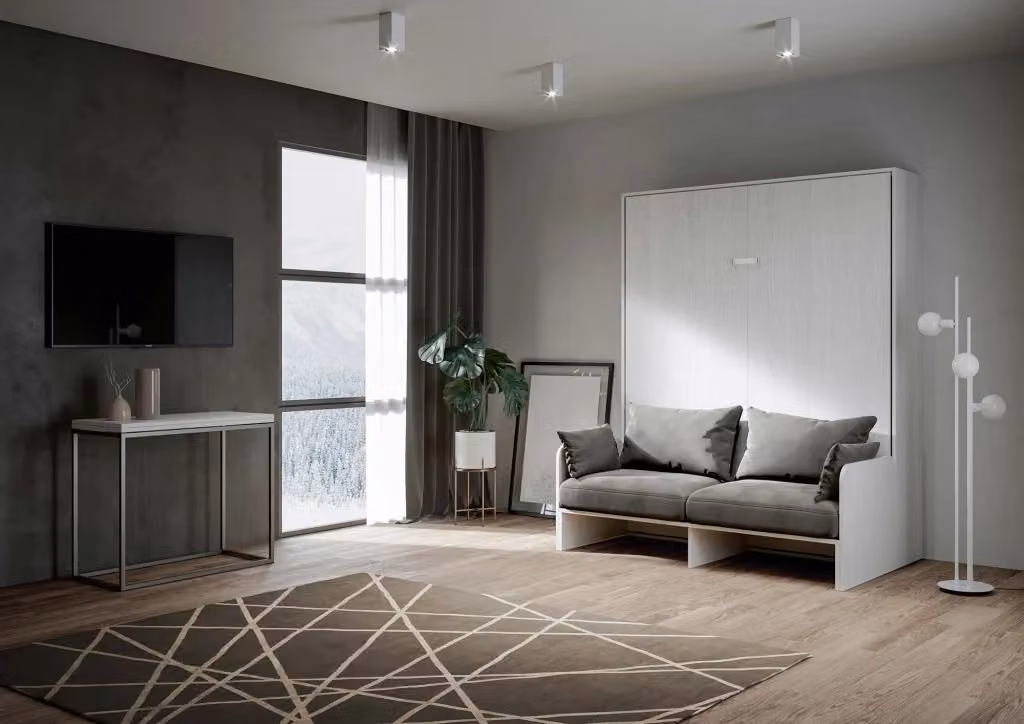 Letto Matrimoniale a Scomparsa Salvaspazio con Sofà Kentaro GIORDANOSHOP Bianco – 2