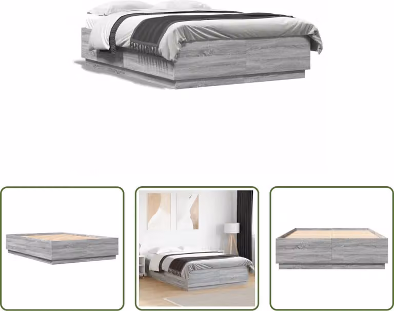 The Living Store Giroletto grigio Sonoma 120x200 cm in materiale ligneo
