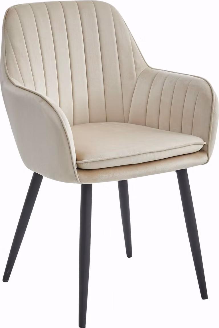 Sedia Valora LUGO in velluto beige con gambe nere x1 | Sedia singola beige con gambe nere per angoli accoglienti