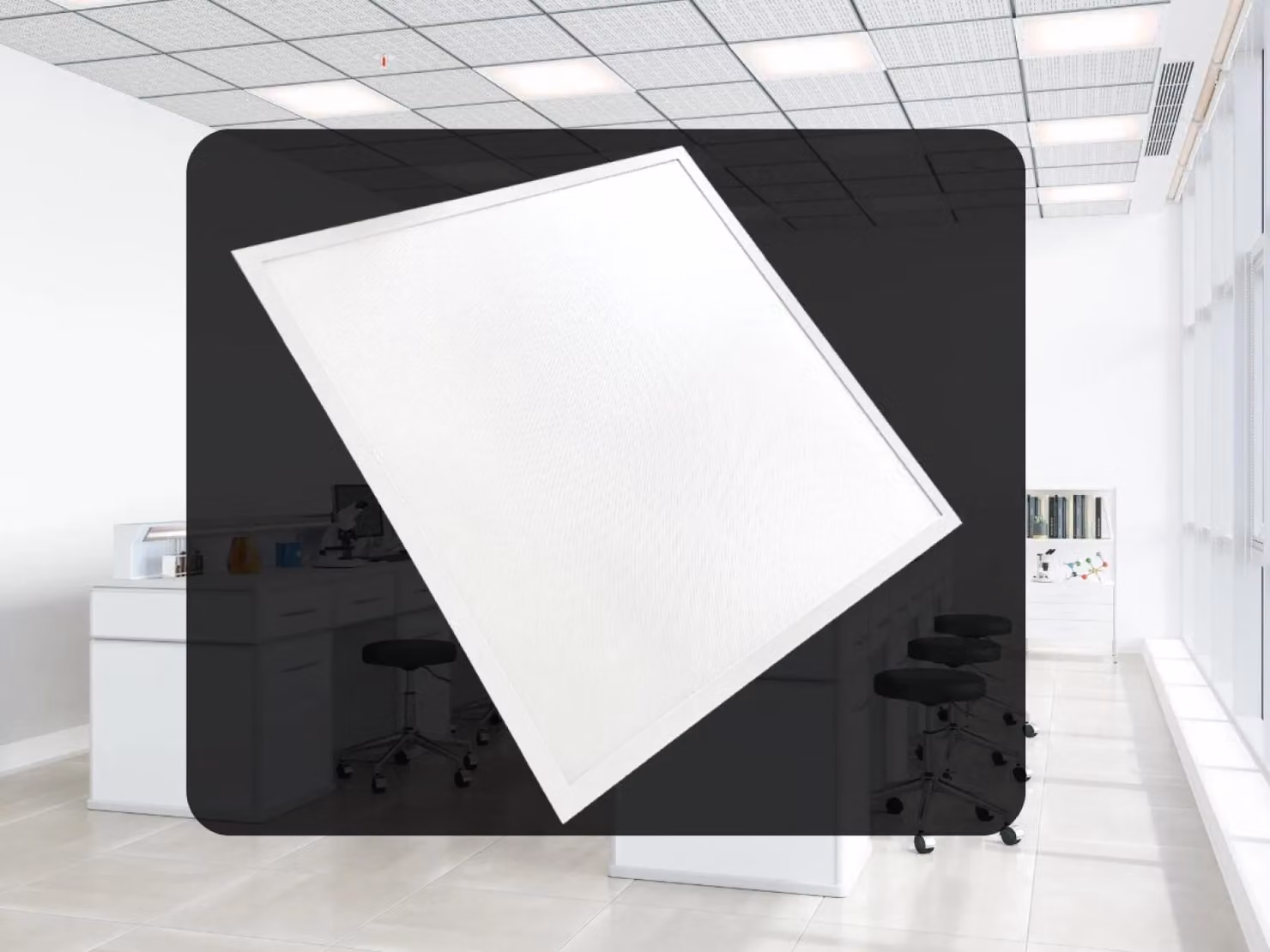 Pannello a LED retroilluminato, 40W, 595x595 mm, tecnologia SMD, temperatura di colore 4000K, colore bianco, indice di abbagliamento UGR19 - PL5524U