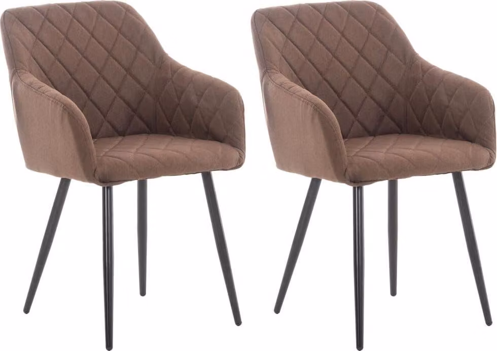 set di 2 sedie da pranzo - braccioli - comfort eccezionale | Colore: Marrone | Materiale: Polvere