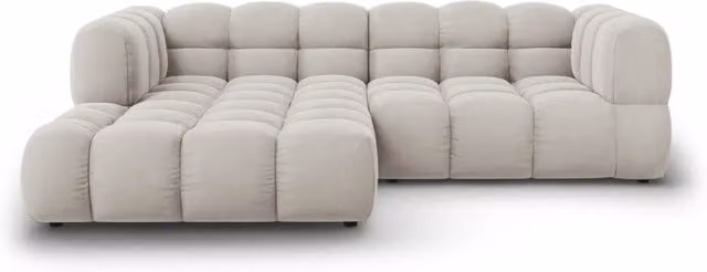 Divano angolare modulare Sky di Cosmopolitan Design, modello a 3 posti con orientamento sinistro, rivestimento in velluto beige, L 244 x P 132 x H 75 cm