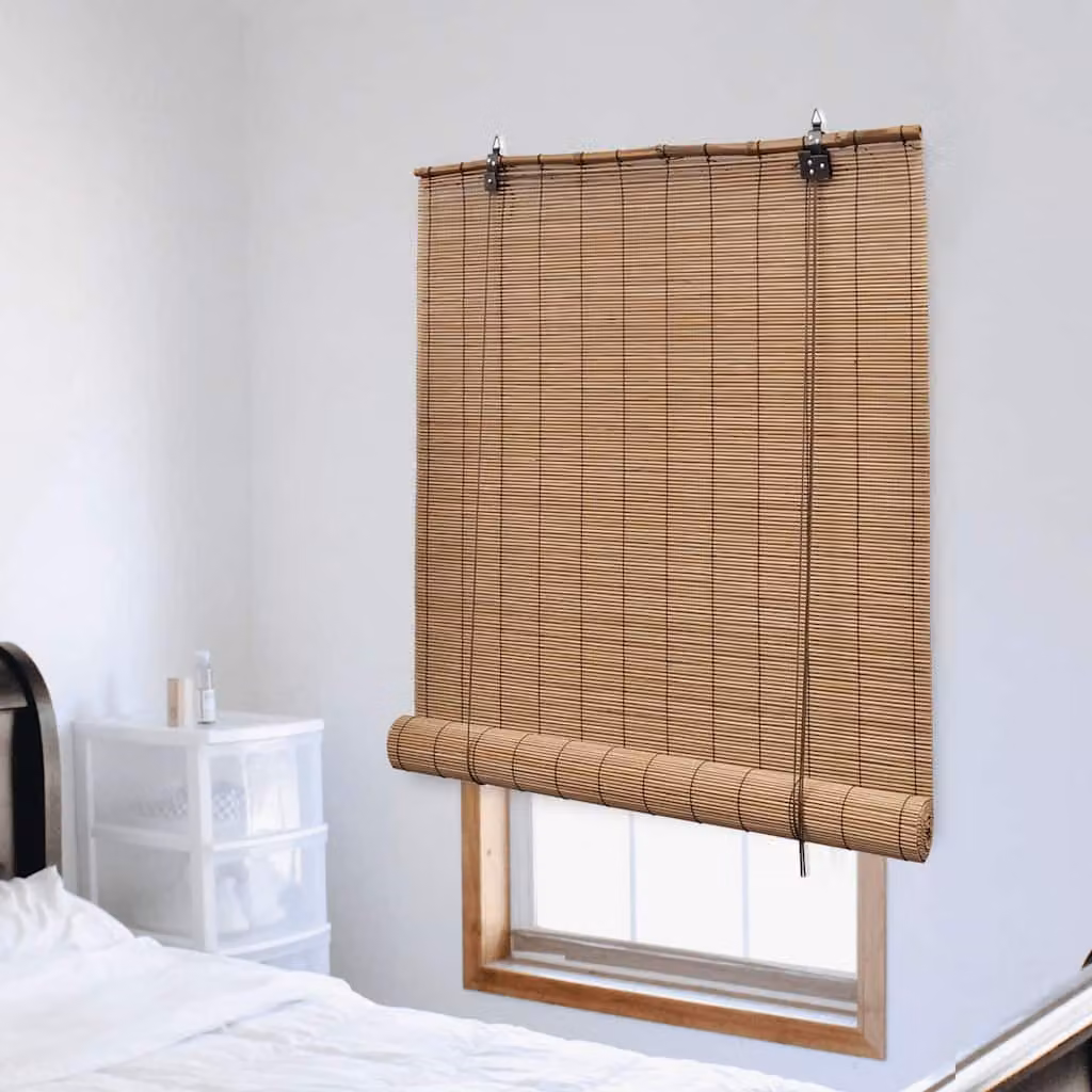 vidaXL Tenda Avvolgibile in Bambù Semitrasparente Marrone L: 80 cm, H: 220 cm