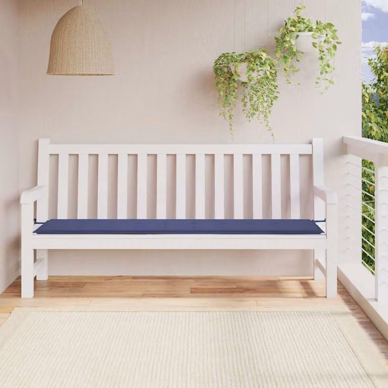 Cuscino per panca da giardino vidaXL Blu, L: 200 cm, P: 50 cm, H: 3 cm, in tessuto Oxford impermeabile e traspirante