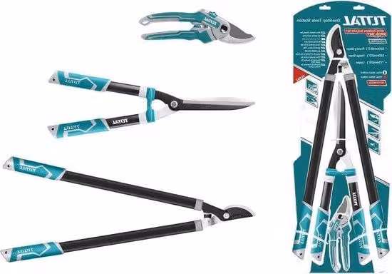 Forbici da giardino - Set di 3 forbici da giardino - 220 mm, cesoie da siepe 580 mm e coltello a due mani 725 mm - per giardinieri e lavori di giardinaggio