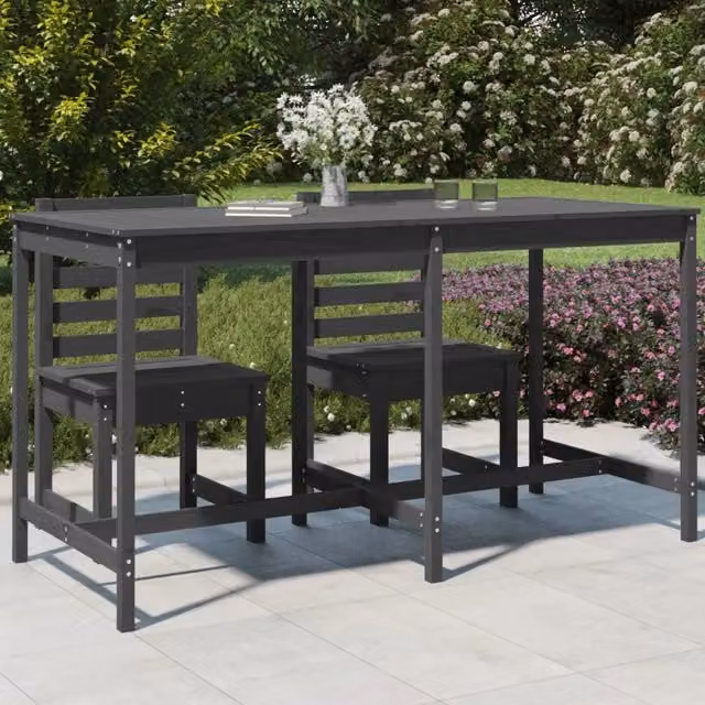 Tavolo da giardino rettangolare vidaXL in legno di pino grigio L: 203,5 cm, P: 90 cm, H: 110 cm