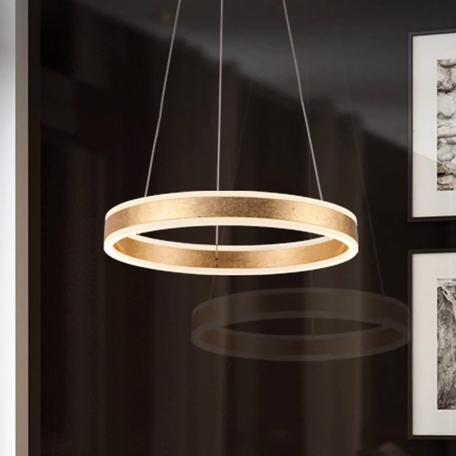 Schuller Valencia Lampada LED a sospensione Helia, color oro, Ø 50 cm, metallo Helia, Ottone / Oro, Soggiorno / Sala da pranzo, Alluminio