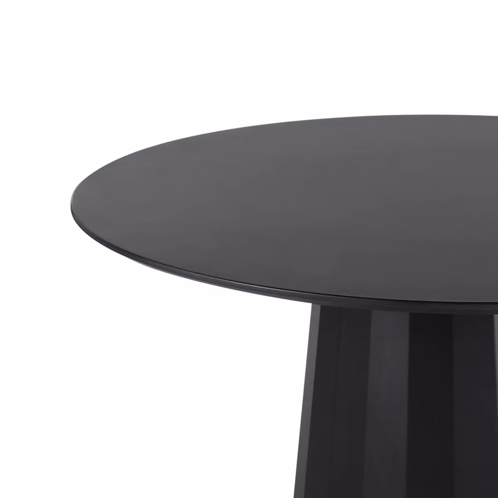 Tavolo da pranzo rotondo Beliani in stile scandinavo nero con struttura in metallo e top in MDF laccato, Diametro: 100 cm, Altezza: 75 cm – 2