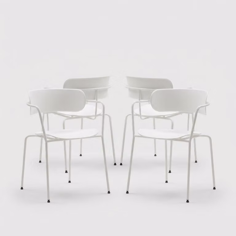 Set di 4 sedie in metallo e polipropilene dal design moderno Asmar - Bianco