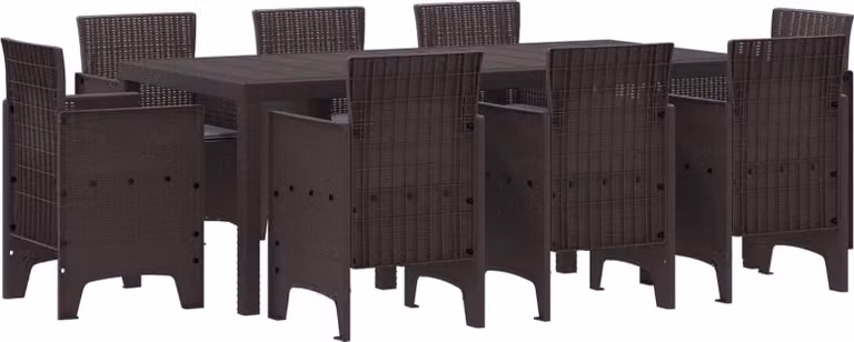 Set da Pranzo per Giardino 9 pcs Marrone Polipropilene