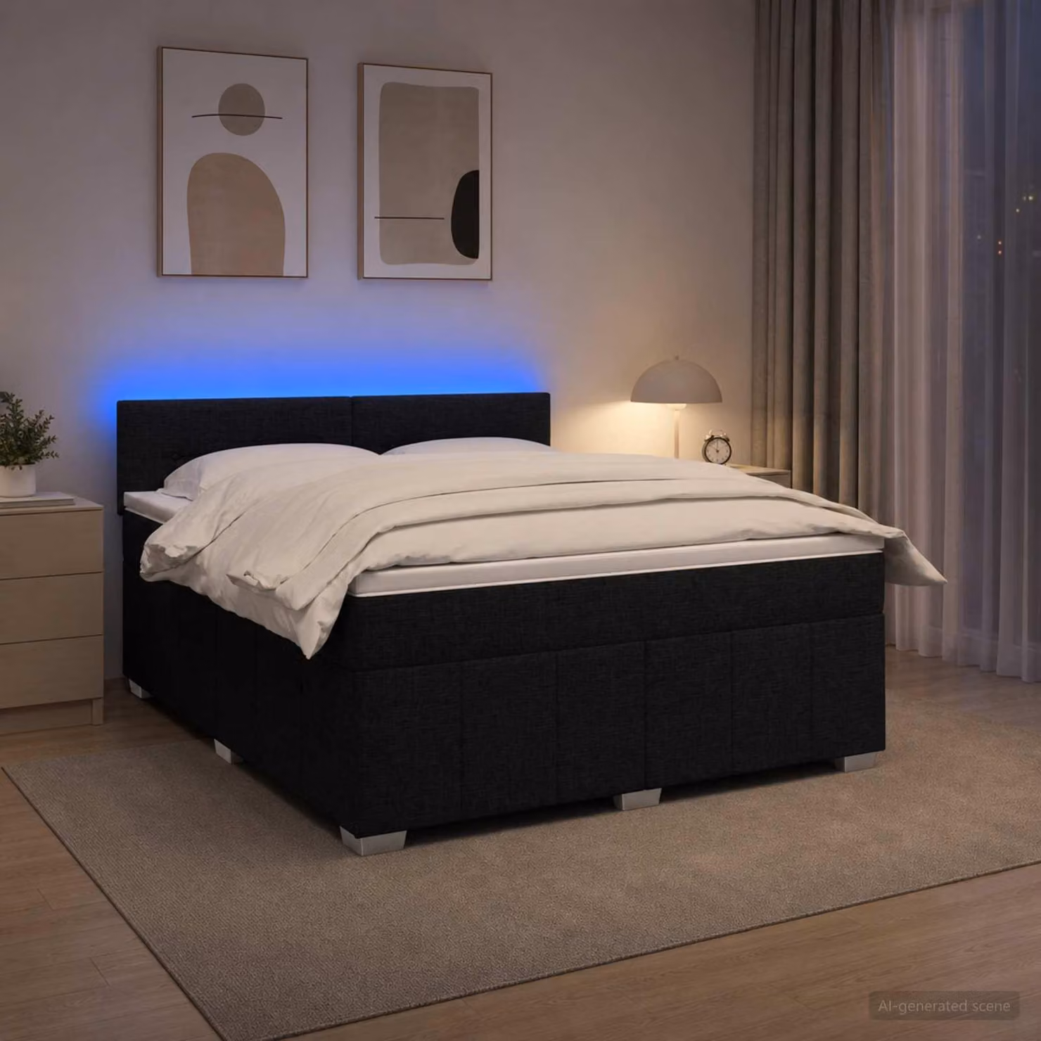 Maison Exclusive - Letto boxspring con materasso nero 140 x 200 cm Tessuto