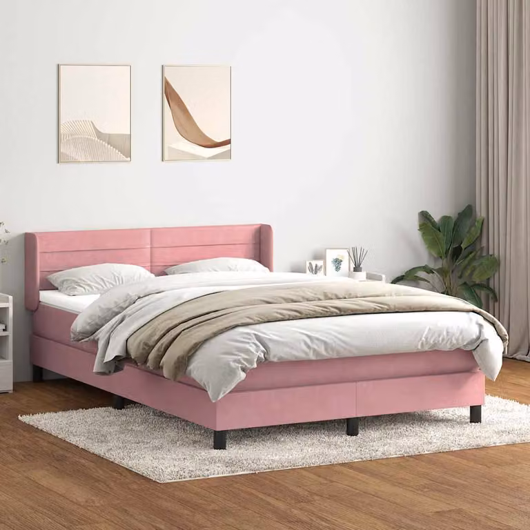 Maison Exclusive - Giroletto a Molle con Materasso Rosa 140x210 cm in Velluto