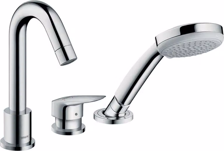 hansgrohe Logis mitigeur de bain 3 trous, pour Secuflex, saillie 111mm, 2 consommateurs, chromé, 71310000, 71310000