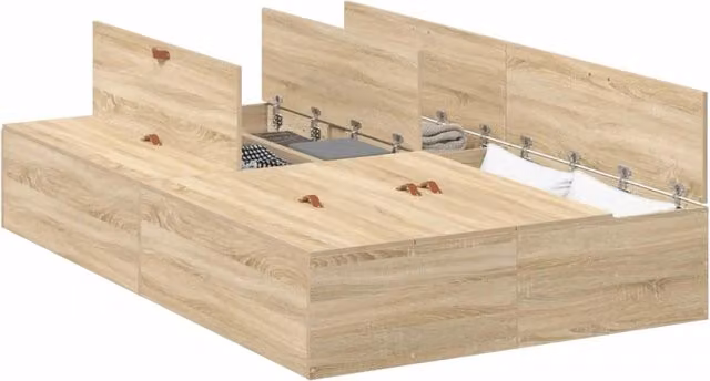 Letto matrimoniale | Letto per adulti | Struttura letto con contenitore Rovere Sonoma 120 x 200 cm