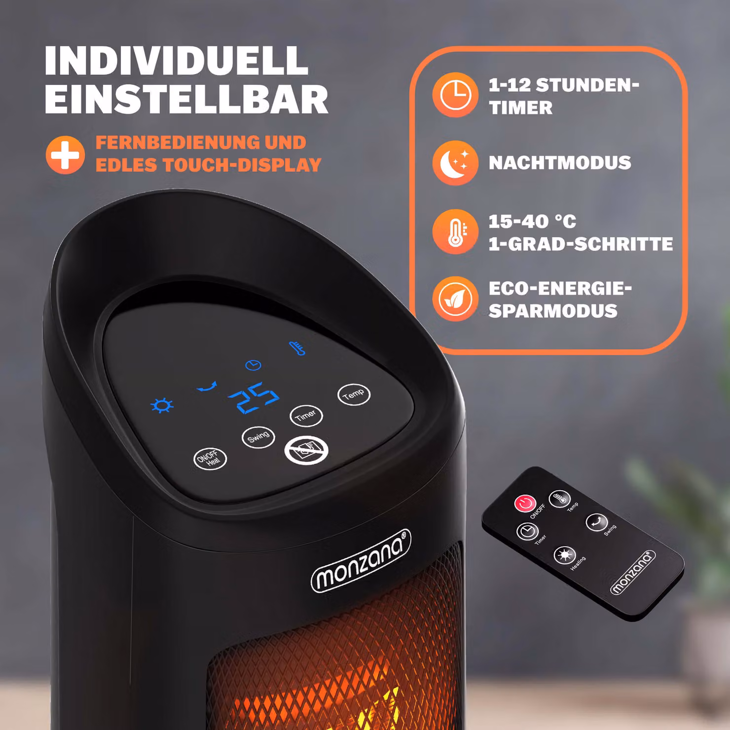 Termoventilatore ceramico Monzana MZKH2200 nero con telecomando – 4