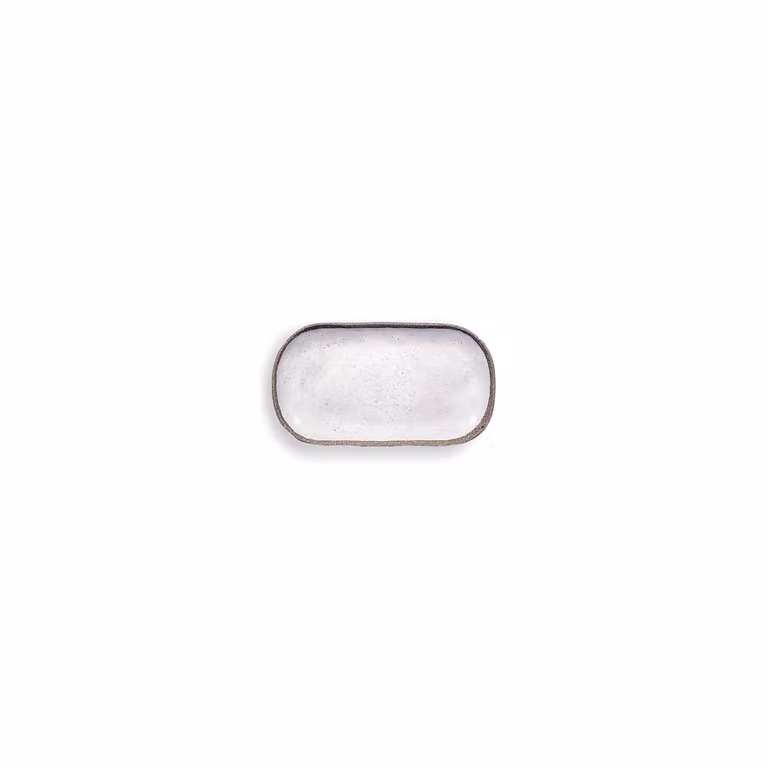 Vassoio rettangolare piccolo in melamina, Linea Terrae bianco, 2 pezzi, dim. 20x11cm