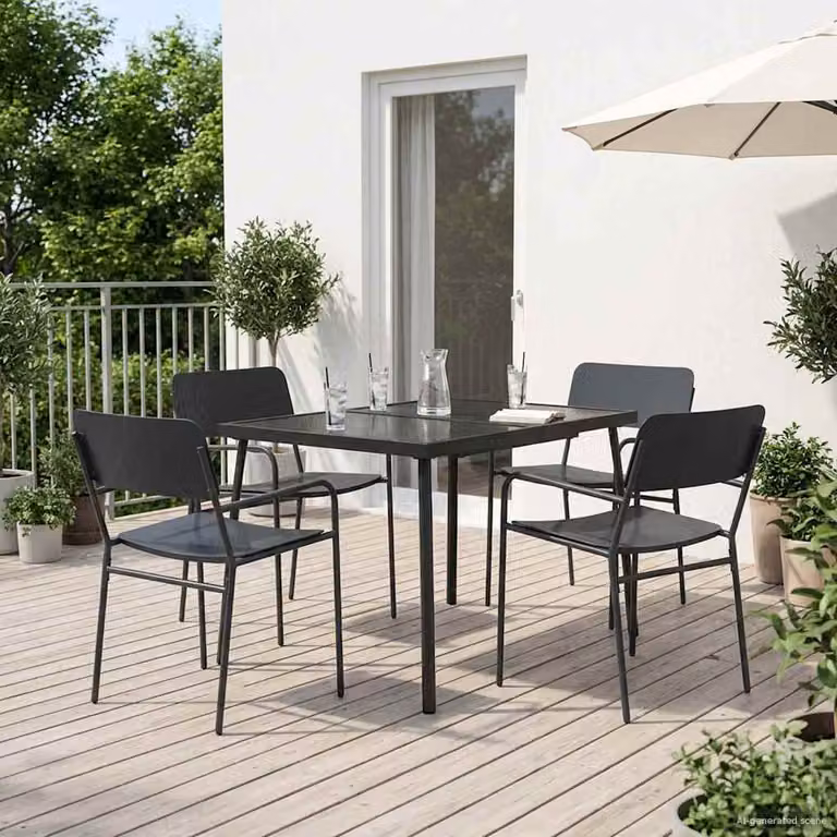 Set da pranzo moderno vidaXL da 5 pezzi in acciaio antracite per giardino e terrazza L/P/H: 110 x 80 x 72 cm