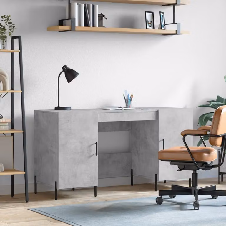 vidaXL Scrivania grigio cemento 140x50x75 cm in legno - Scrivania - Scrivania - Scrivania per ufficio - Scrivania per computer