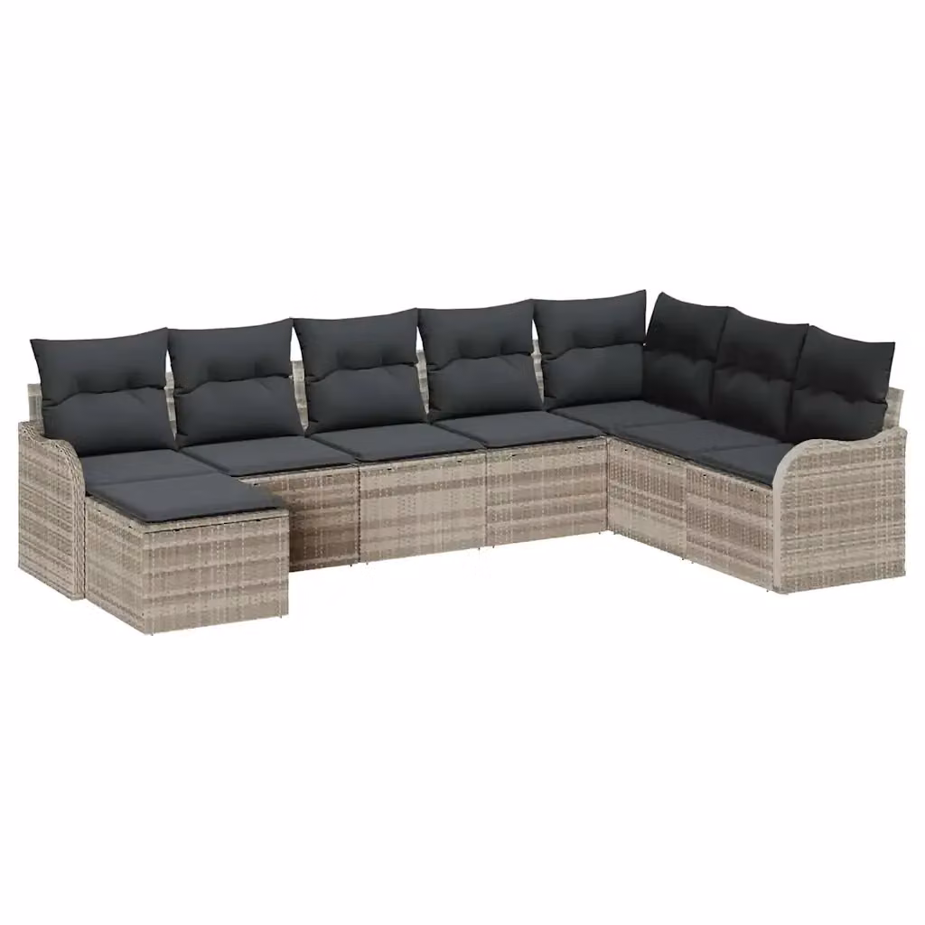 Set Divano da Giardino vidaXL 8 pz a Forma a L con Cuscini Grigio – 2