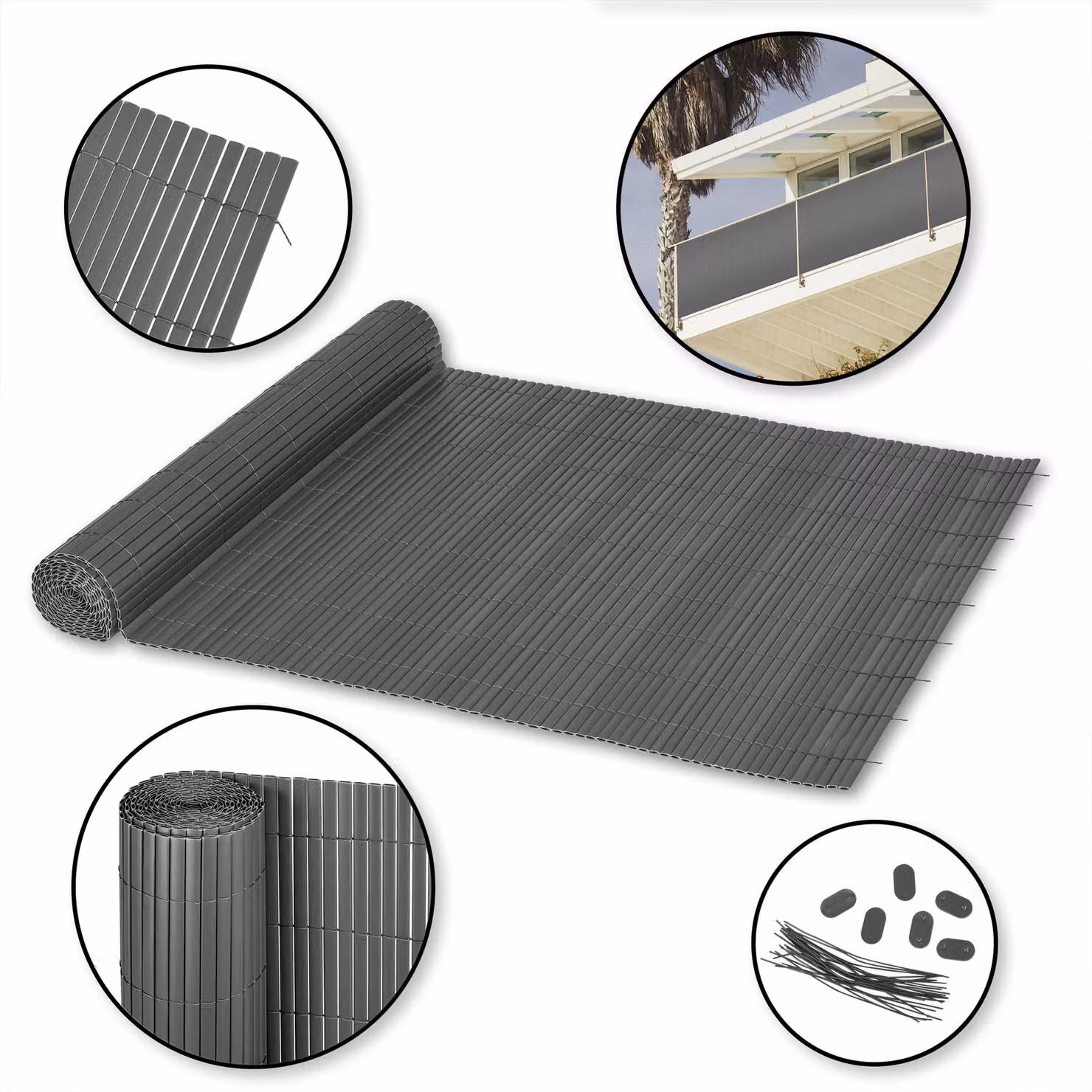 Schermo privacy per recinzione in PVC 1 x 5 m circa antracite