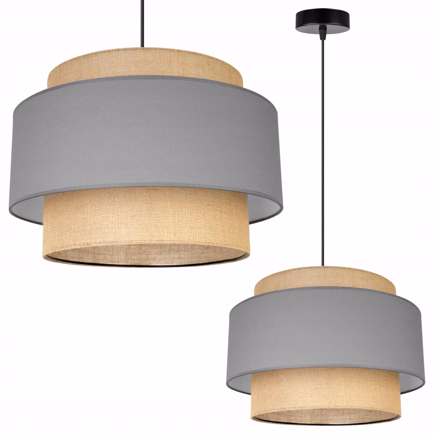 Lampada a sospensione, lampadario da soffitto, paralume, Boho Juta