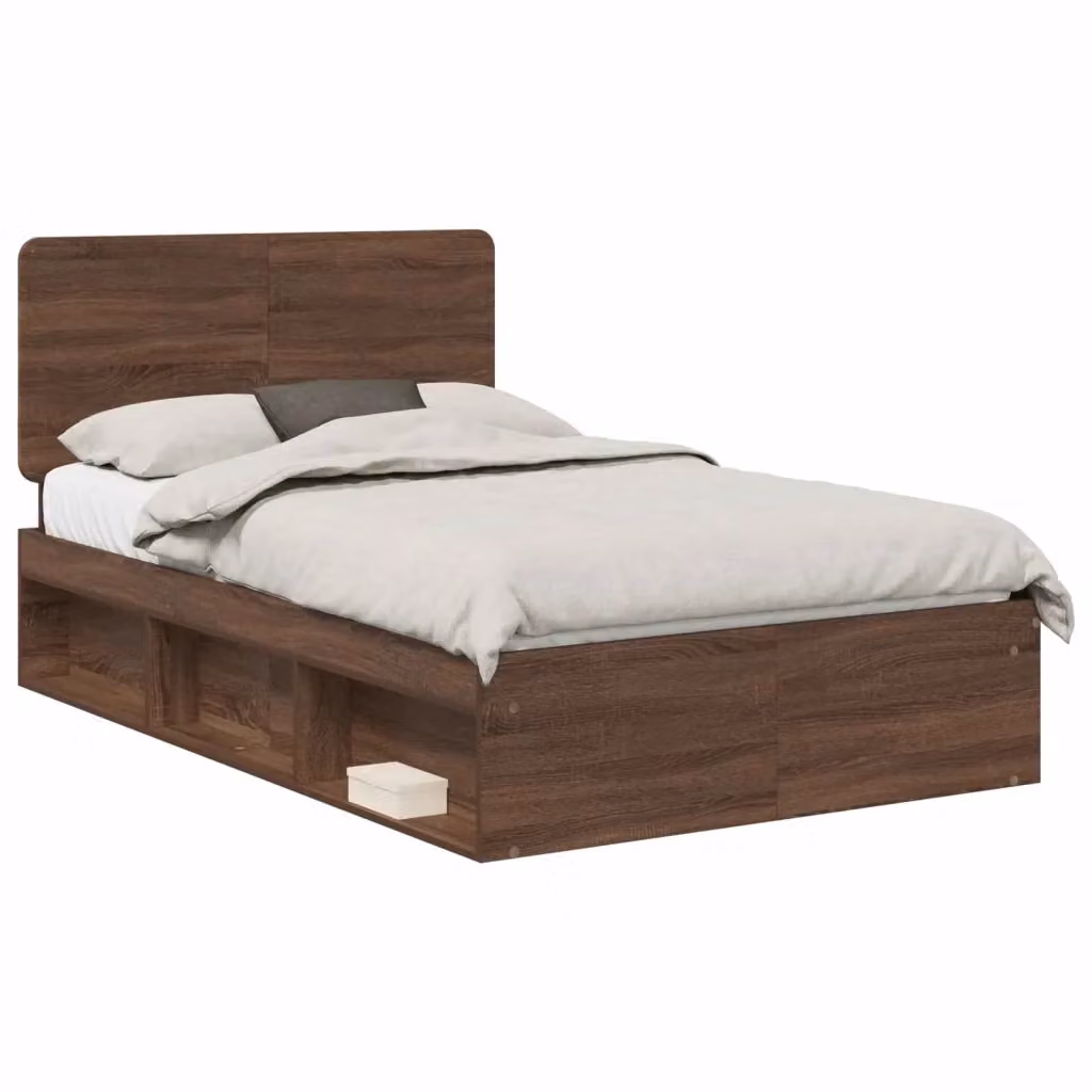 Struttura letto moderno vidaXL in pino massello marrone con cassetti L/P/H: 200 x 120 x 123 cm – 2