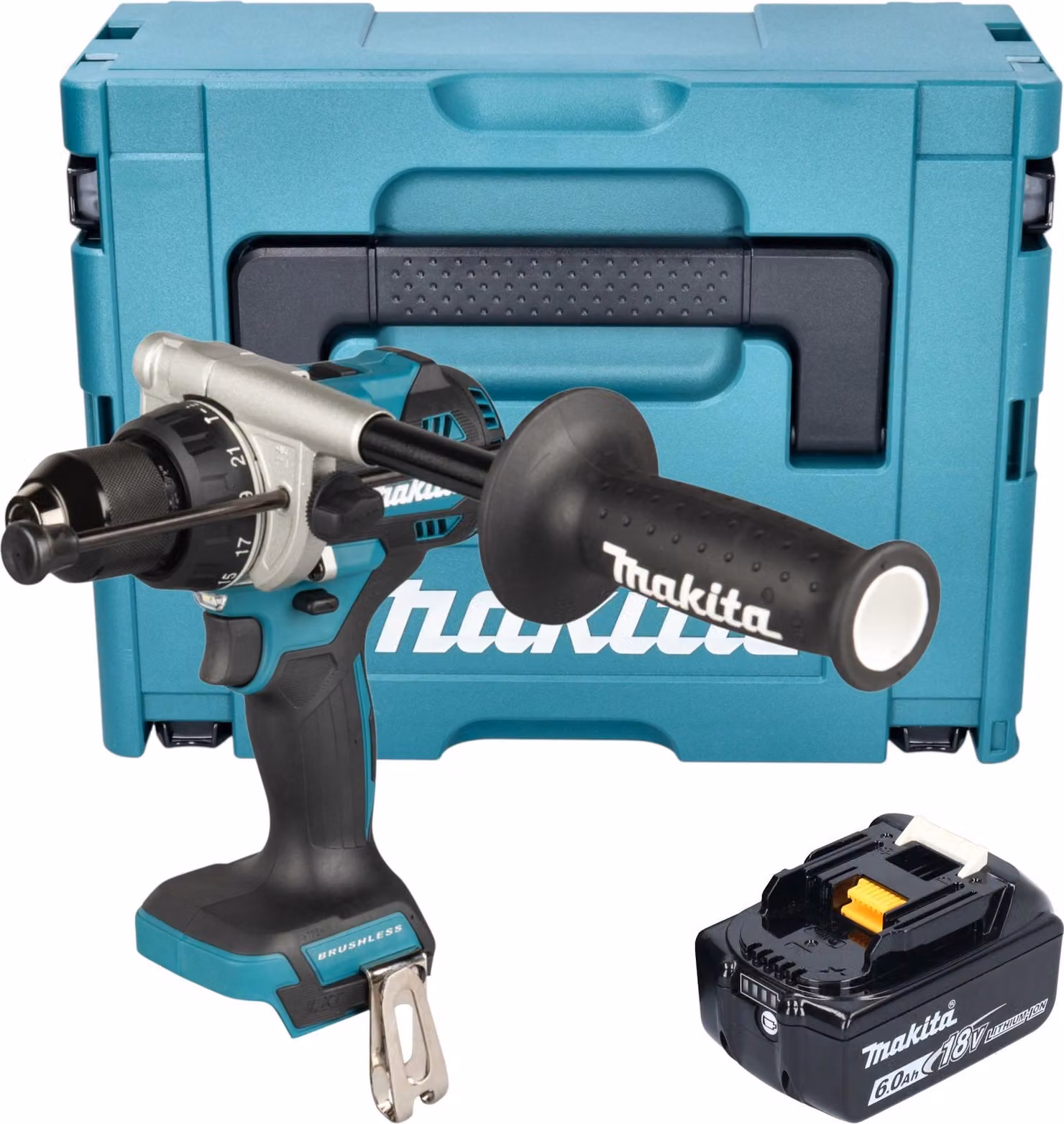 Makita DHP 492 G1J Avvitatore a percussione a batteria 18 V 141 Nm Brushless + 1x batteria 6,0 Ah + Makpac - senza caricabatteria