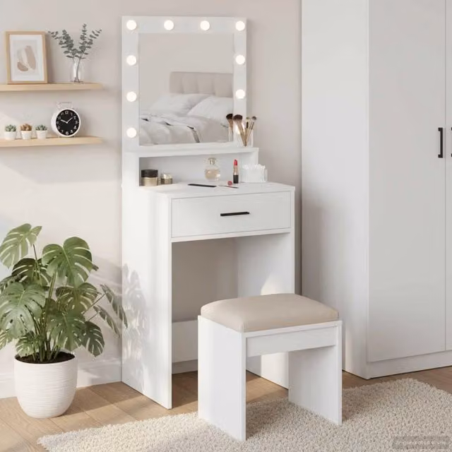 Tavolo da trucco moderno vidaXL in MDF bianco L/P/H: 50 x 41 x 135 cm – 1