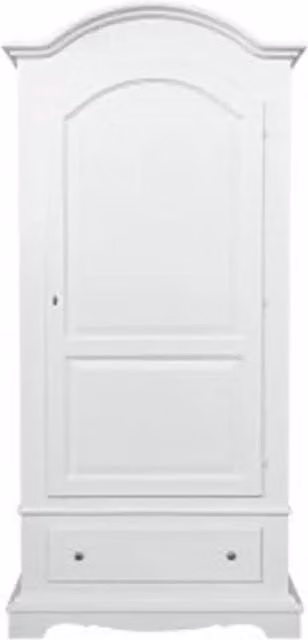Armadio Shabby Chic KIVIO in Legno Massiccio con 1 Anta e Ripiani Interni Bianco L 56 cm x P 40 cm x H 196 cm