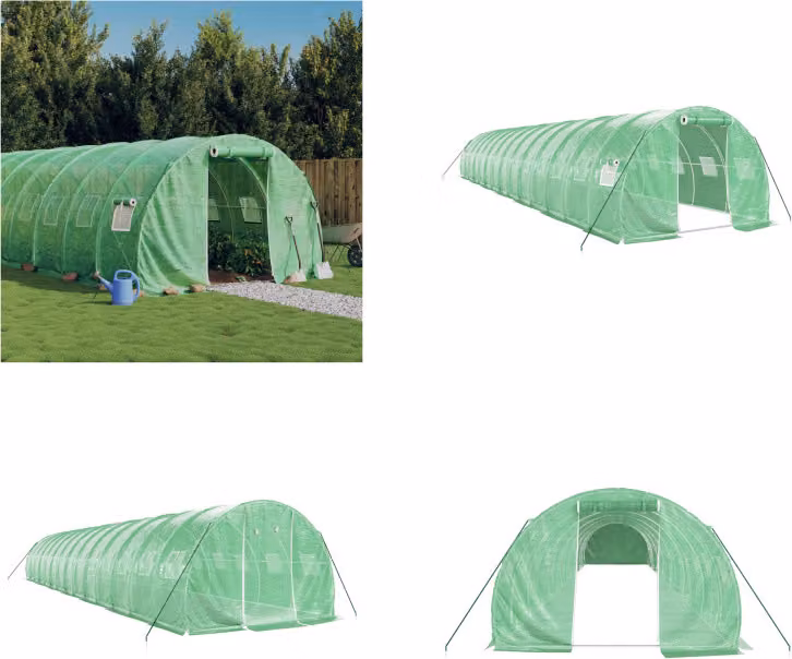 vidaXL Serra con telaio in acciaio verde 42 m² 14x3x2 m - Serra - Serre - Polytunnel - Serra calpestabile