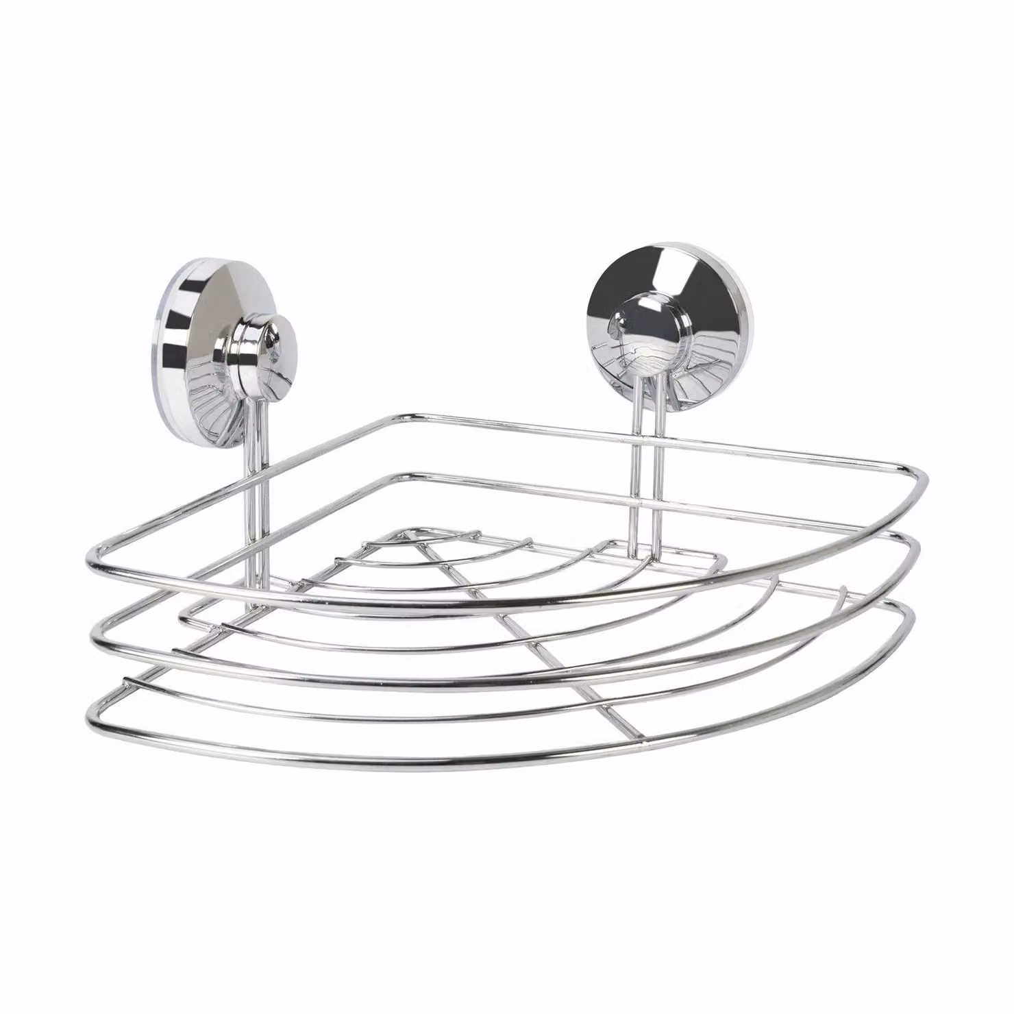 Mensola angolare per bagno in metallo cromato con ventose VESTIAMO CASA Linea Barlow L: 27 cm, P: 20,5 cm