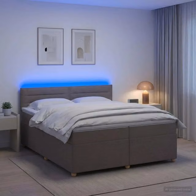 Letto box spring ibrido vidaXL con materasso a molle insacchettate e base contenitore, colore beige/grigio, L/P/H: 200 x 200 x 100,5 cm