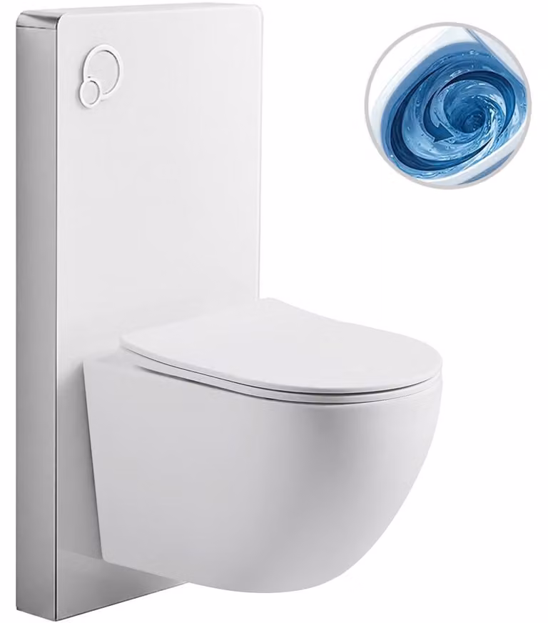 Set completo per WC Modul/Vaso – bianco opaco – pulsante integrato – modulo pneumatico – 49x36 cm