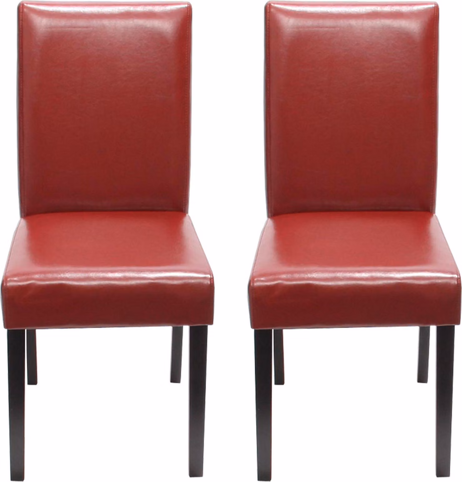 Set di 2 sedie da sala da pranzo Sedie da cucina classiche e intramontabili | A x L x P 90 x 43 x 56 cm | Altezza seduta 45 cm | Pelle | Gambe scure | Rosso
