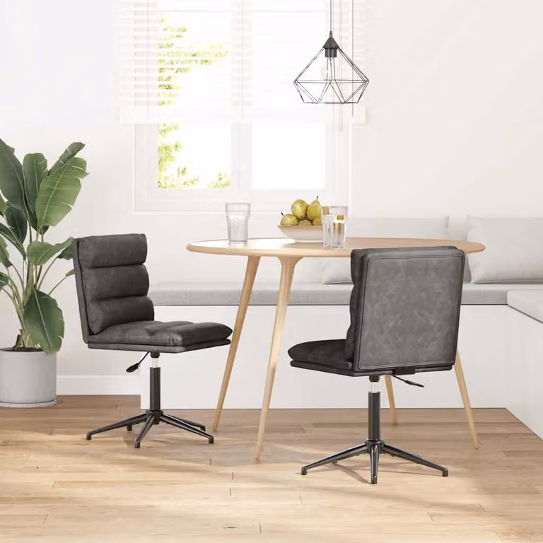 Set di 2 sedie da pranzo girevoli vidaXL in similpelle nera e metallo per cucina e soggiorno