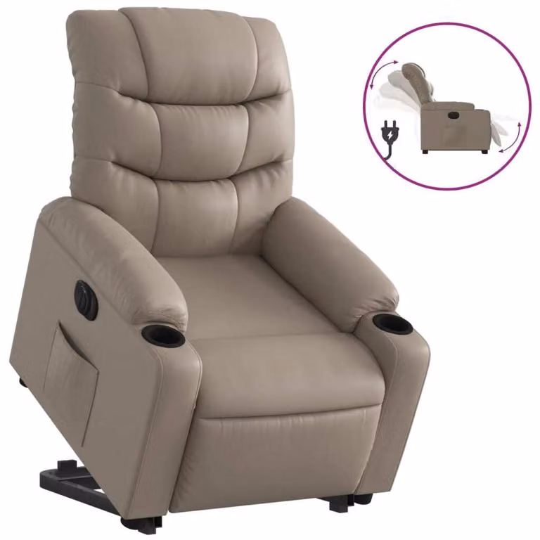 Poltrona Alzapersona Reclinante Elettrica Cappuccino Pelle finta